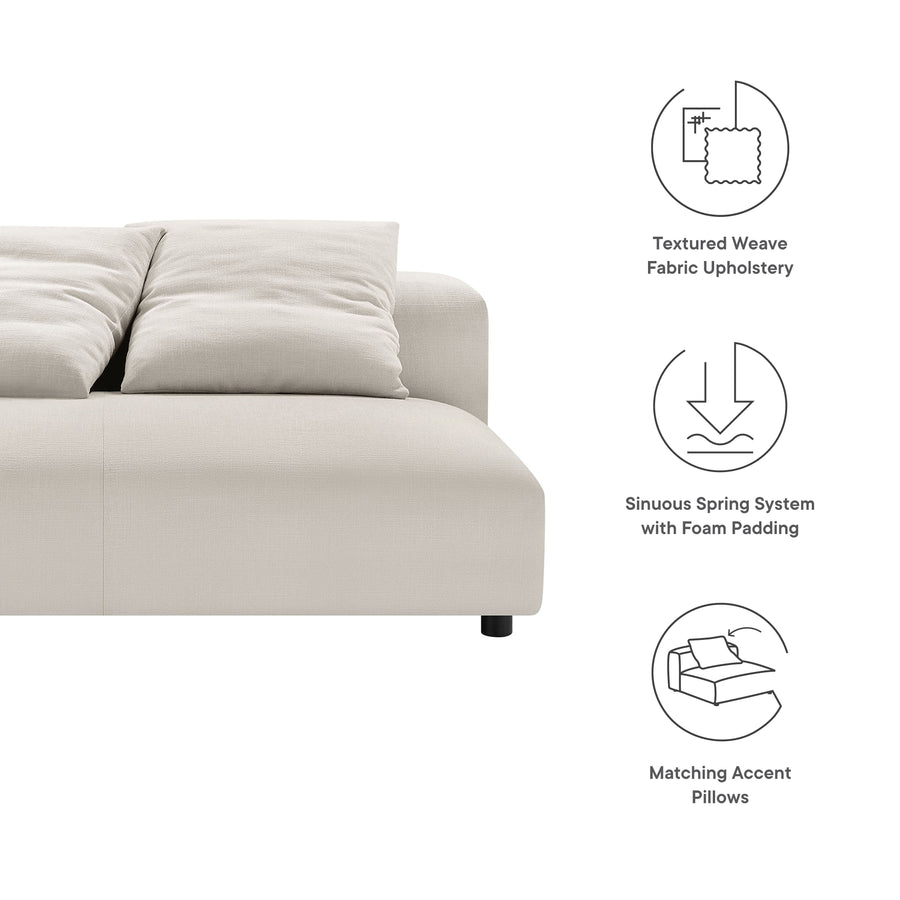 Reed Modular Upholstered Fabric Armless Loveseat in Salt