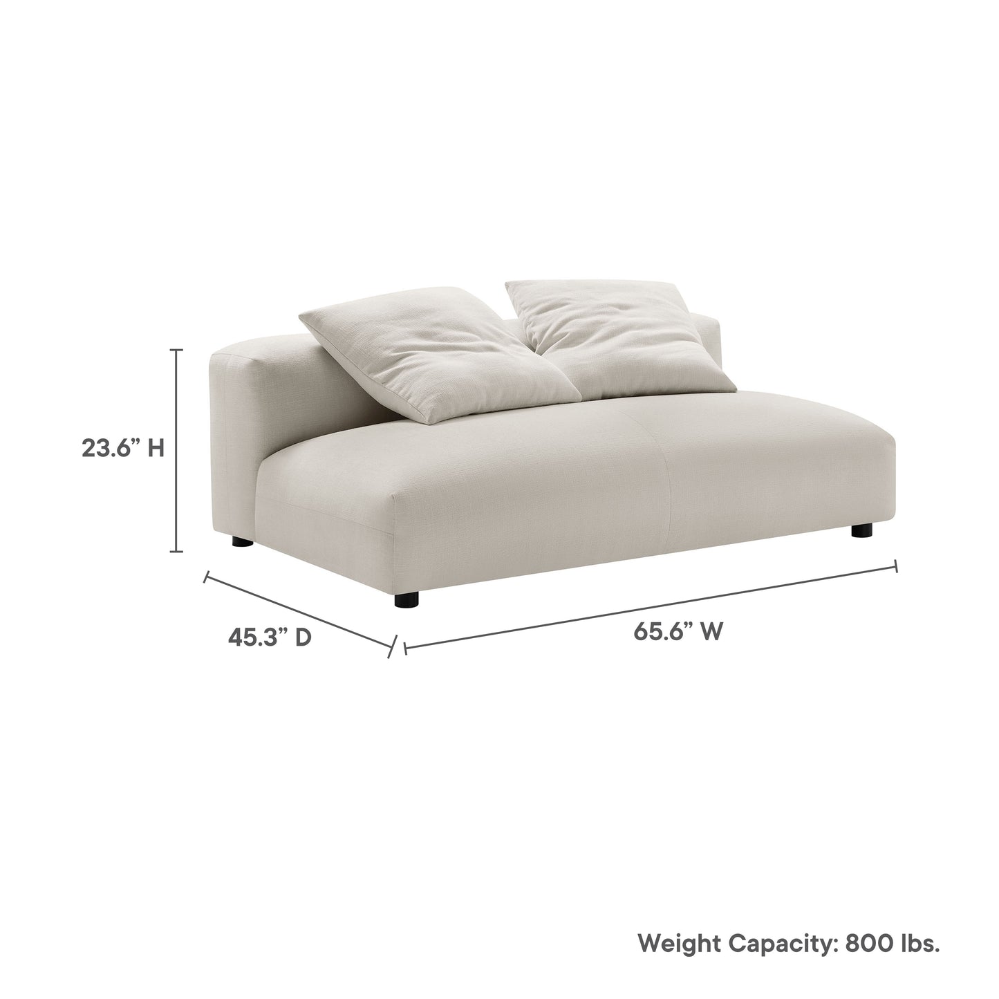 Solace Modular Upholstered Fabric Armless Loveseat by Furniture for America