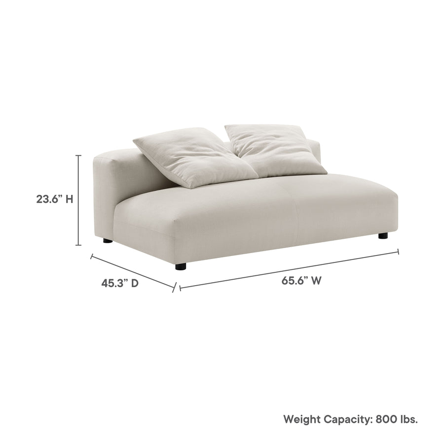 Reed Modular Upholstered Fabric Armless Loveseat in Salt