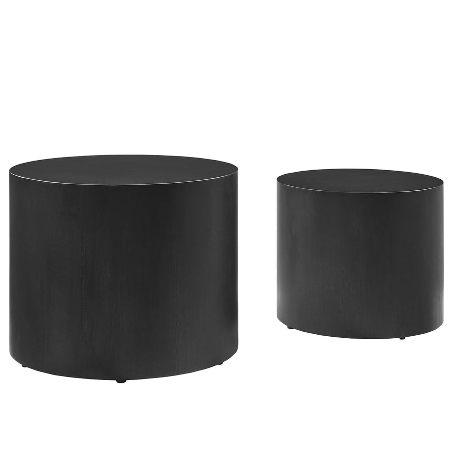 Ximena Round Nesting Coffee Tables Set of 2 in Black