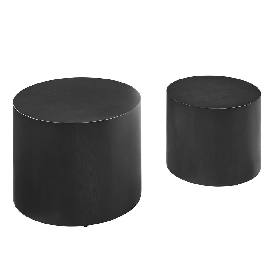 Ximena Round Nesting Coffee Tables Set of 2 in Black
