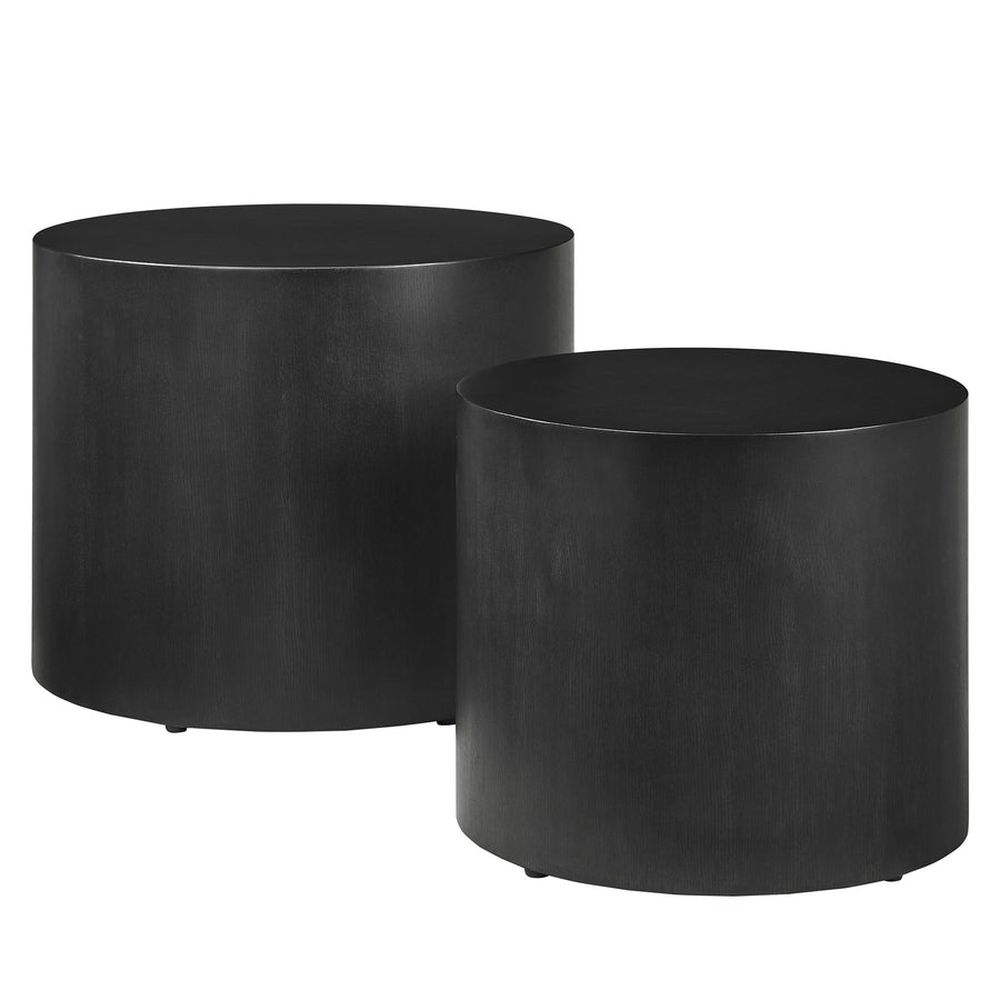 Ximena Round Nesting Coffee Tables Set of 2 in Black