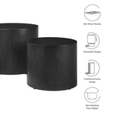 Ximena Round Nesting Coffee Tables Set of 2 in Black