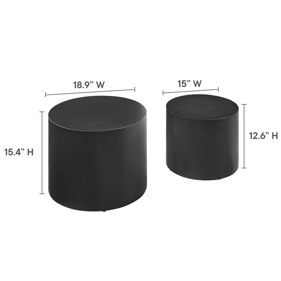 Ximena Round Nesting Coffee Tables Set of 2 in Black