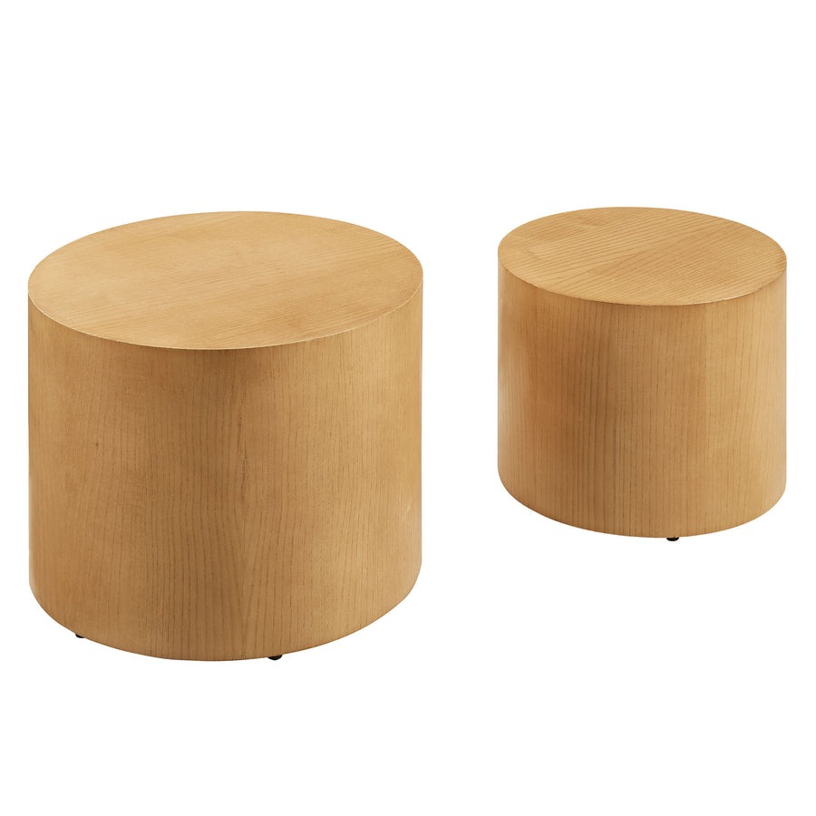 Ximena Round Nesting Coffee Tables Set of 2 in Natural