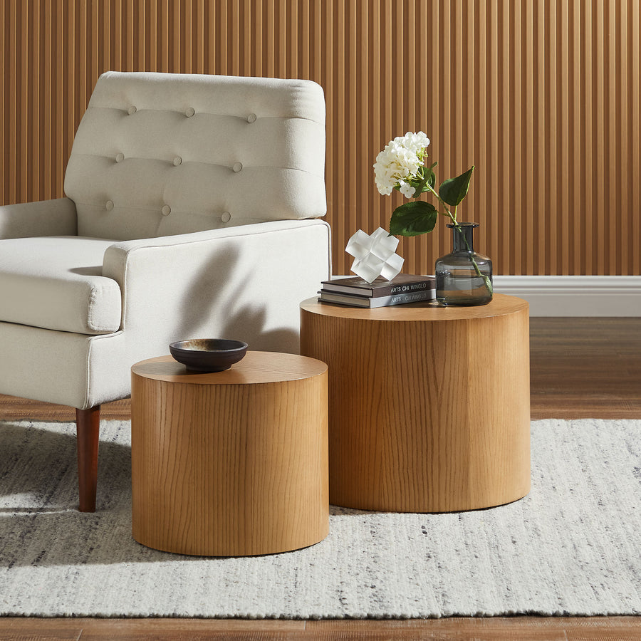 Ximena Round Nesting Coffee Tables Set of 2 in Natural