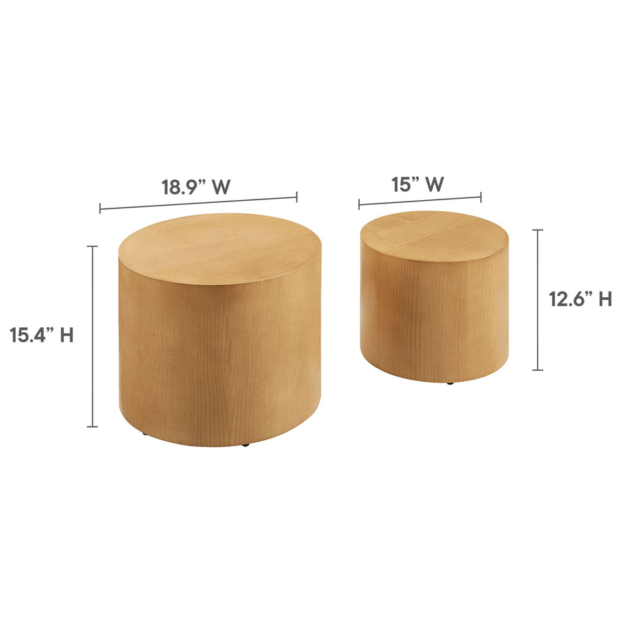 Ximena Round Nesting Coffee Tables Set of 2 in Natural
