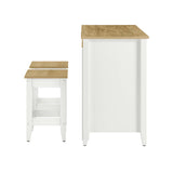 Hayes 3-Piece Kitchen Island and Stool Set in Oak White