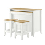 Hayes 3-Piece Kitchen Island and Stool Set in Oak White