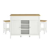 Hayes 3-Piece Kitchen Island and Stool Set in Oak White