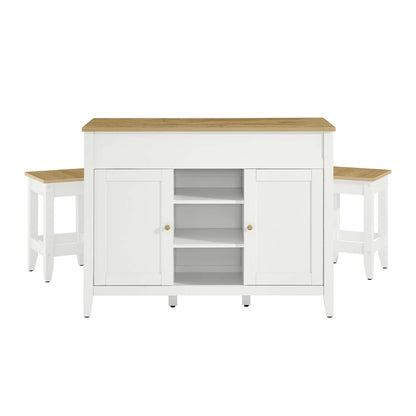 Garland 3-Piece Kitchen Island and Stool Set by Furniture For America