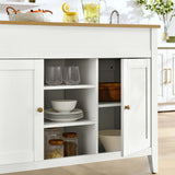 Hayes 3-Piece Kitchen Island and Stool Set in Oak White