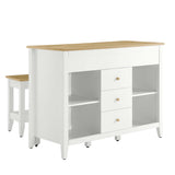 Dexter 3-Piece Kitchen Island and Stool Set in Oak White