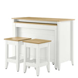 Dexter 3-Piece Kitchen Island and Stool Set in Oak White