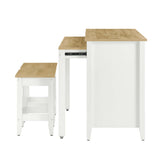 Dexter 3-Piece Kitchen Island and Stool Set in Oak White
