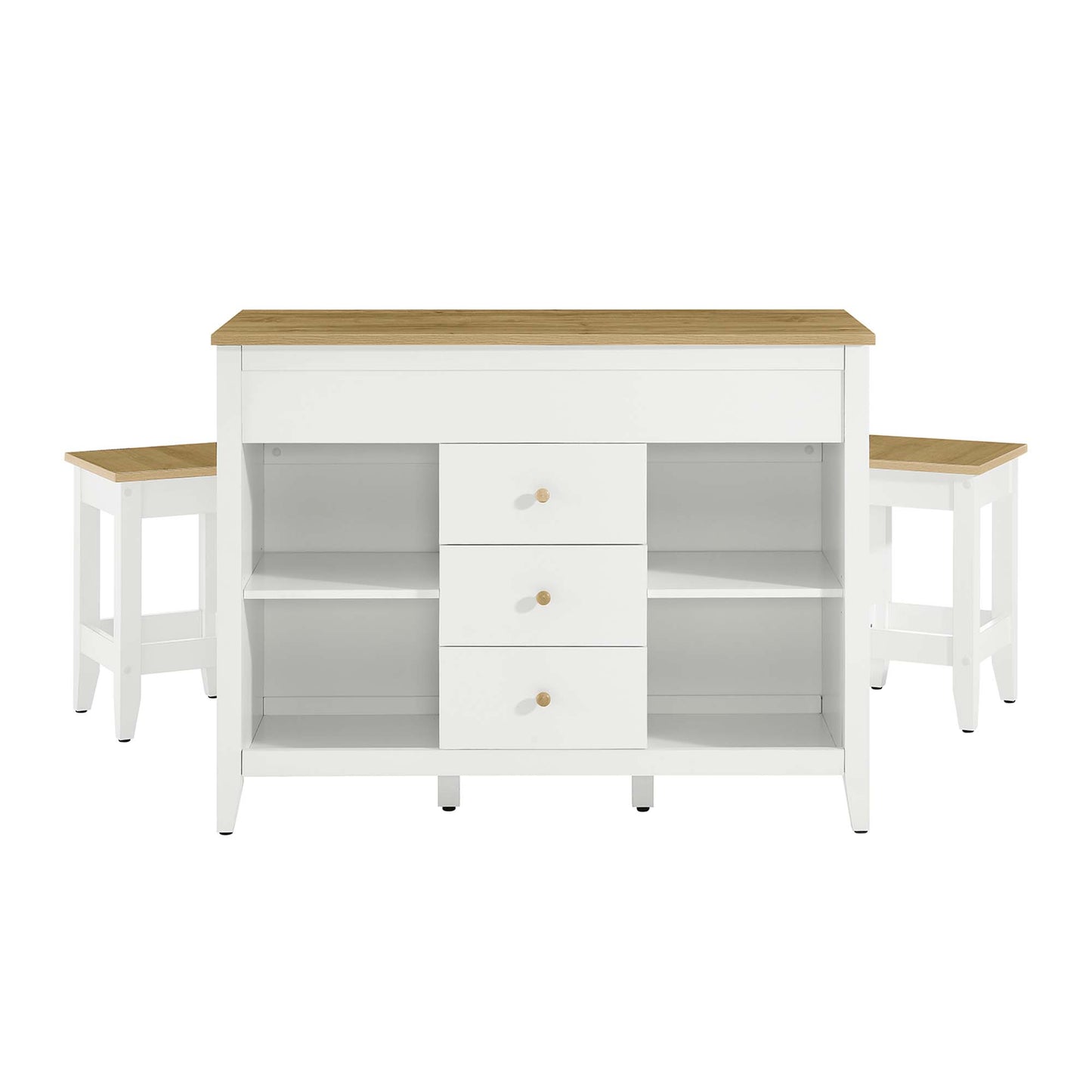 Farmstead 3-Piece Kitchen Island and Stool Set by Furniture For America