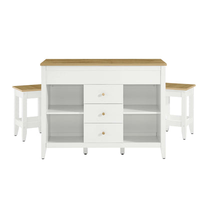 Farmstead 3-Piece Kitchen Island and Stool Set by Furniture For America