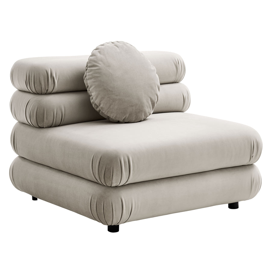 Beckett 4-Piece Modular Performance Velvet Sectional Sofa in Almond