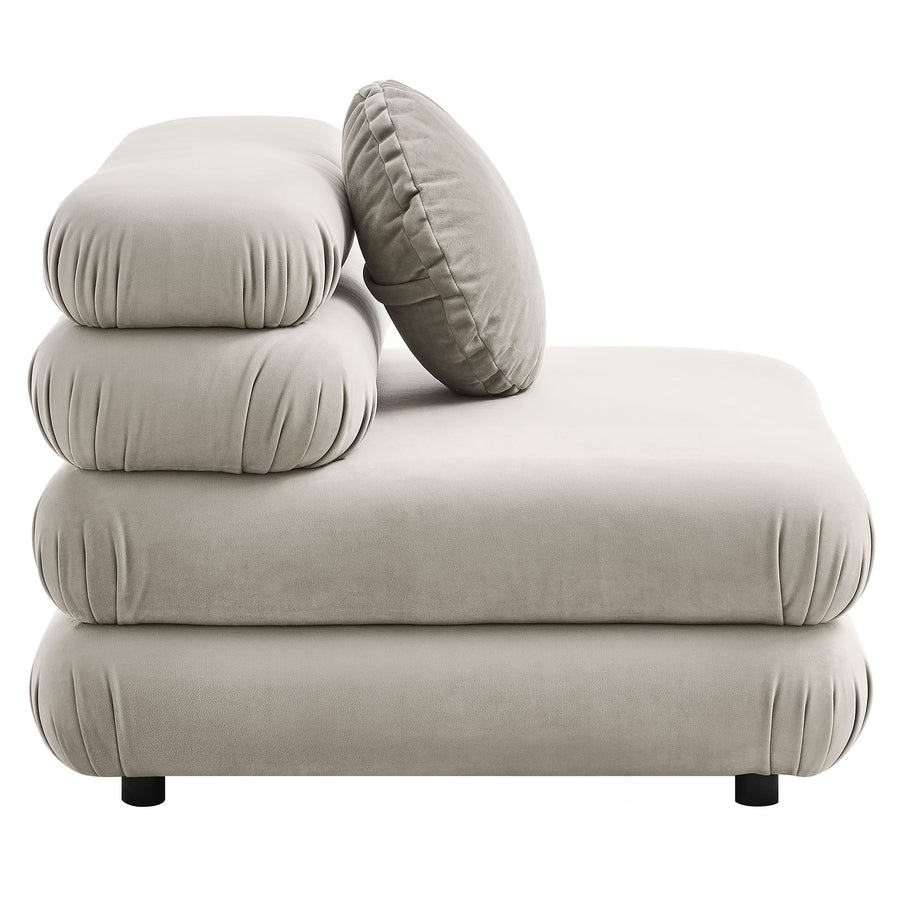 Beckett Modular Performance Velvet Armless Chair in Almond