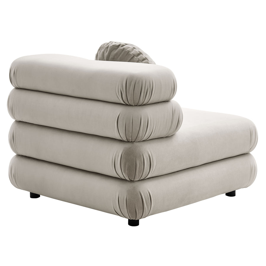 Beckett Modular Performance Velvet Armless Chair in Almond