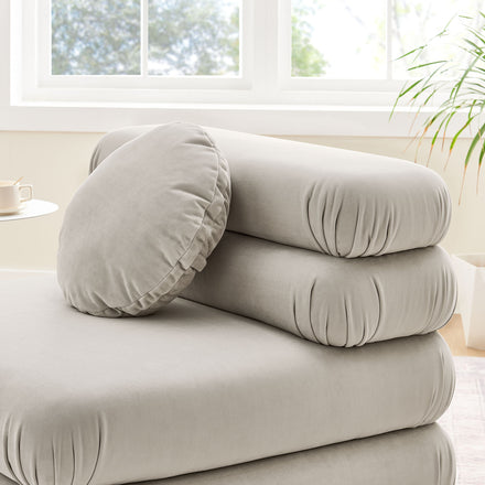 Jubilee Modular Performance Velvet Armless Chair in Almond