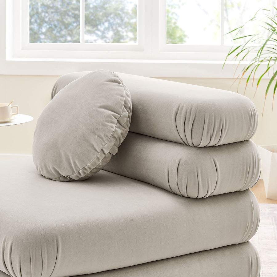 Beckett Modular Performance Velvet Armless Chair in Almond