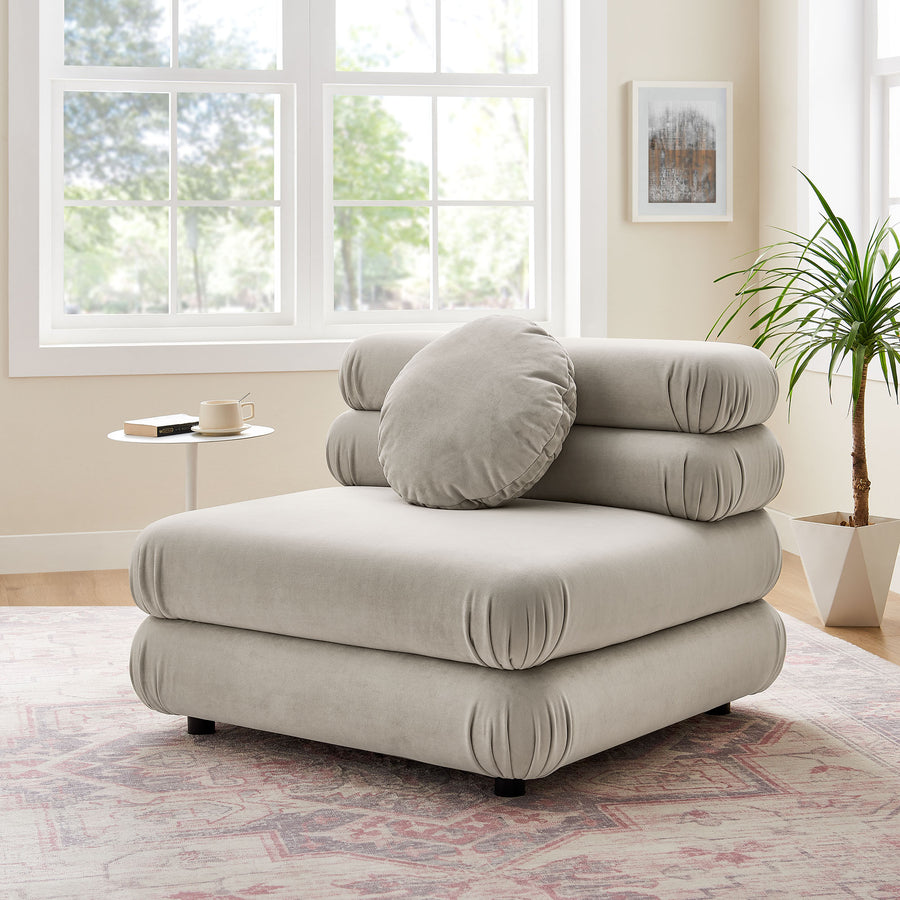 Beckett Modular Performance Velvet Armless Chair in Almond