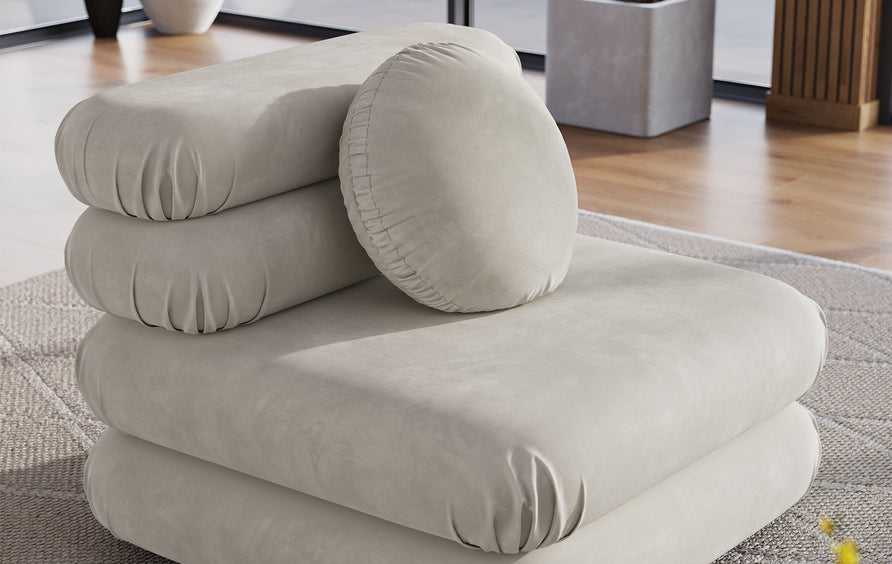 Beckett Modular Performance Velvet Armless Chair in Almond