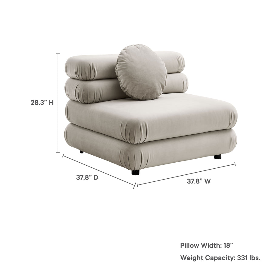 Beckett Modular Performance Velvet Armless Chair in Almond