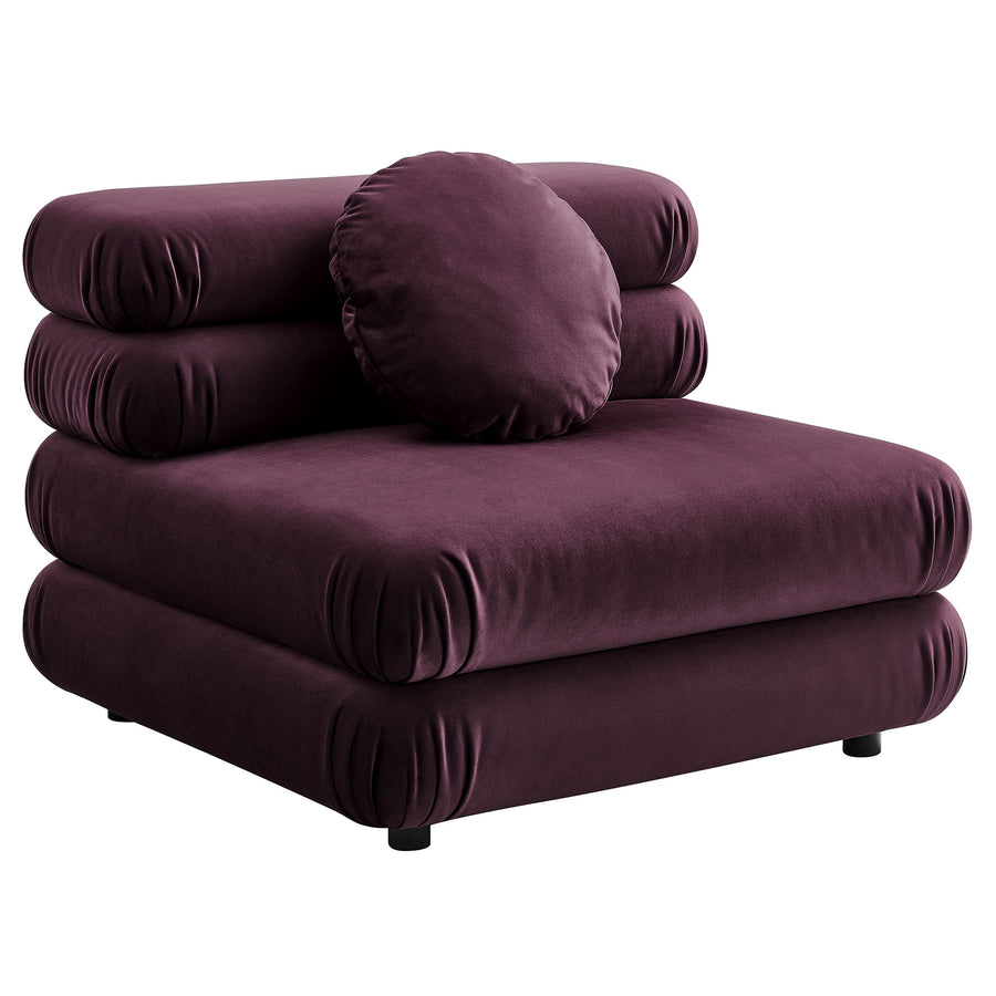 Beckett 5-Piece Modular Performance Velvet Sectional Sofa in Mulberry