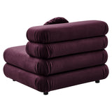 Beckett Modular Performance Velvet Armless Chair in Mulberry