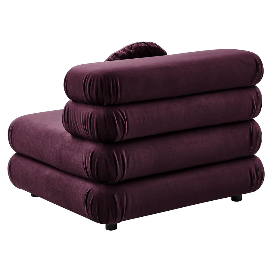 Beckett Modular Performance Velvet Armless Chair in Mulberry
