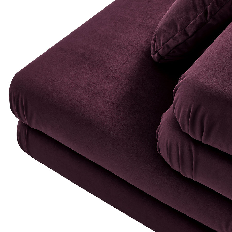Beckett Modular Performance Velvet Armless Chair in Mulberry