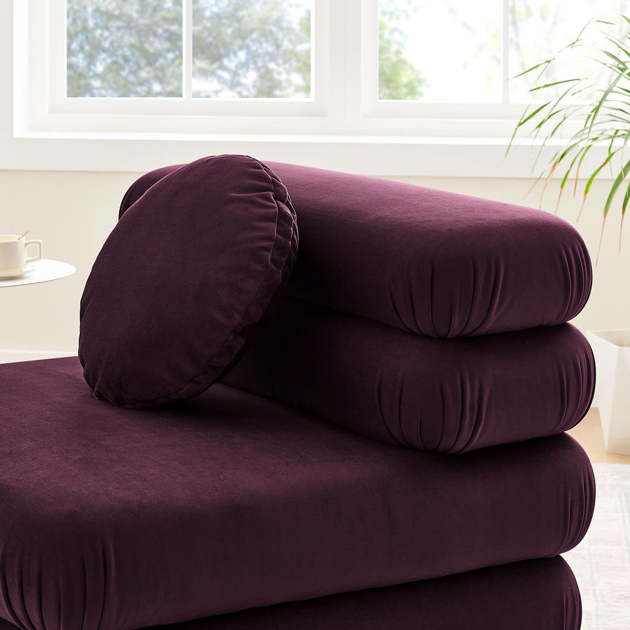 Beckett Modular Performance Velvet Armless Chair in Mulberry