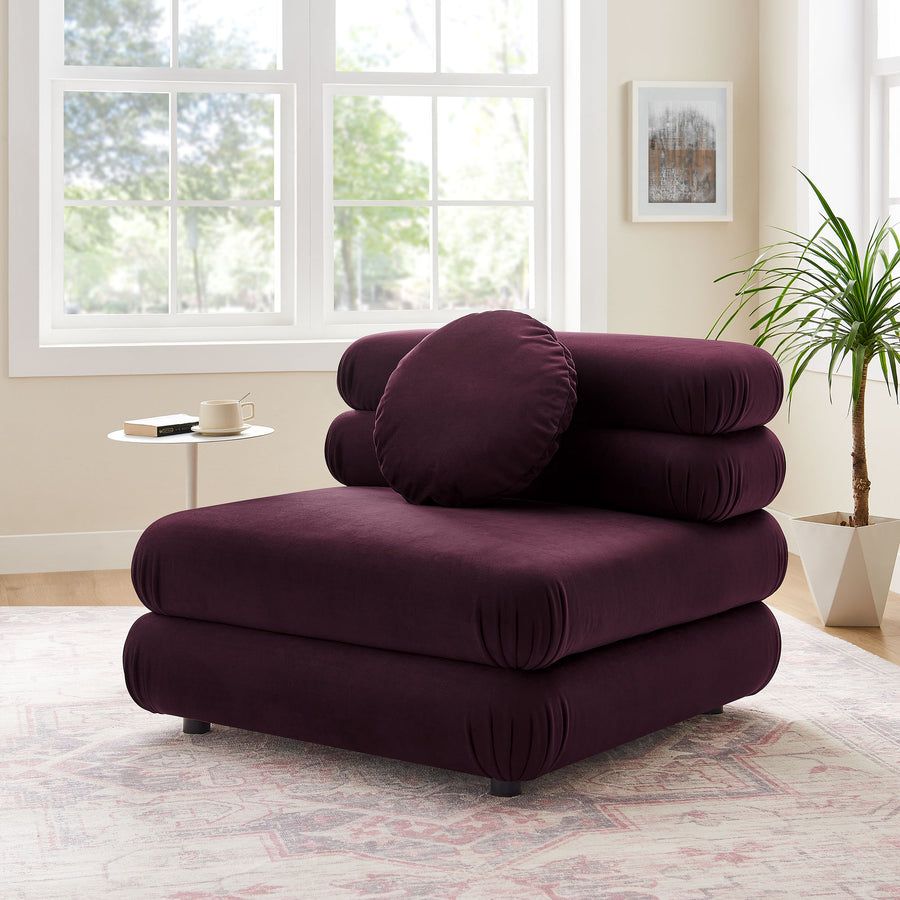 Beckett Modular Performance Velvet Armless Chair in Mulberry