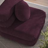Beckett Modular Performance Velvet Armless Chair in Mulberry