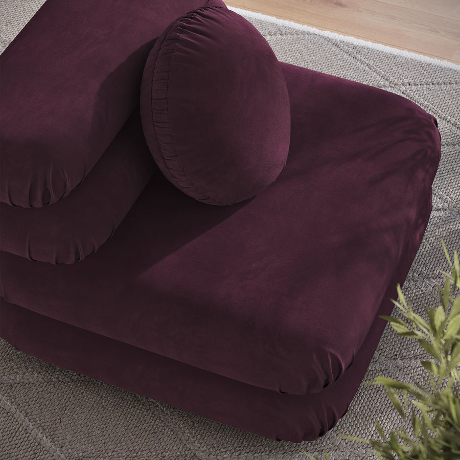 Beckett Modular Performance Velvet Armless Chair in Mulberry