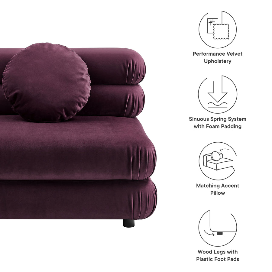 Beckett Modular Performance Velvet Armless Chair in Mulberry