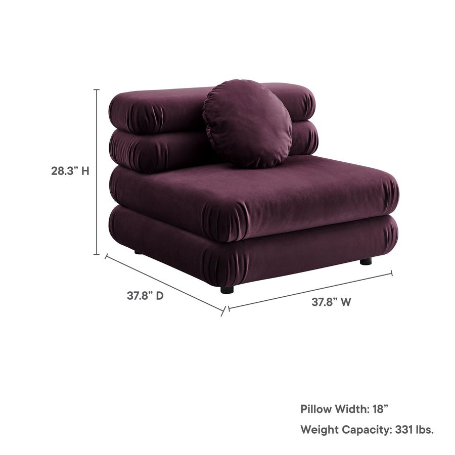 Beckett Modular Performance Velvet Armless Chair in Mulberry