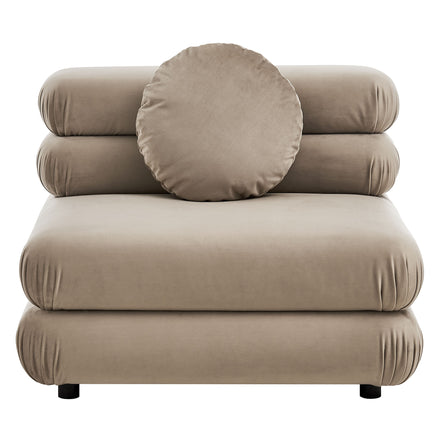 Jubilee Modular Performance Velvet Armless Chair in Taupe