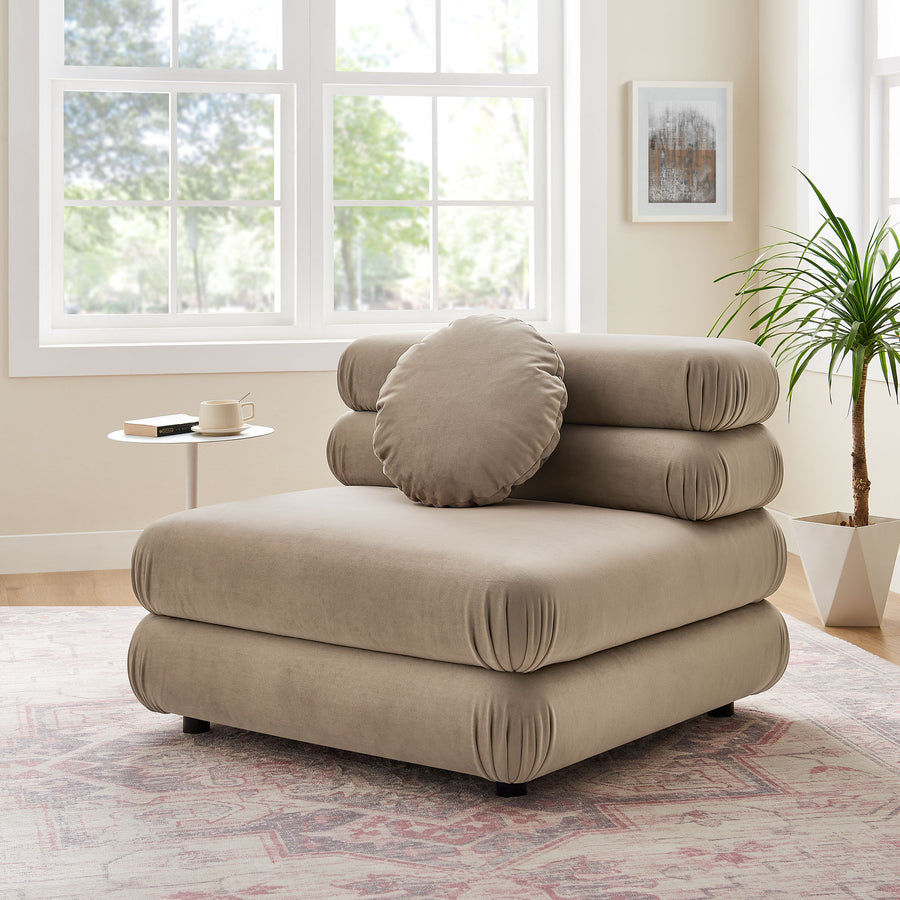Beckett Modular Performance Velvet Armless Chair in Taupe