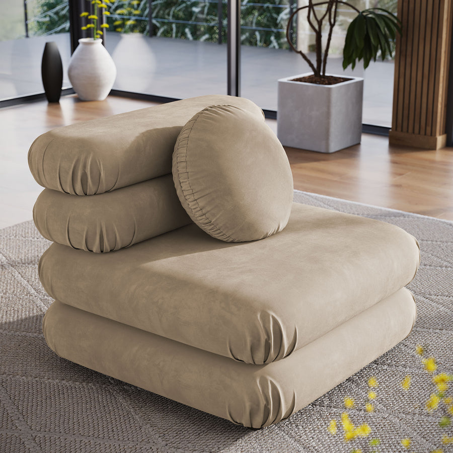 Beckett Modular Performance Velvet Armless Chair in Taupe