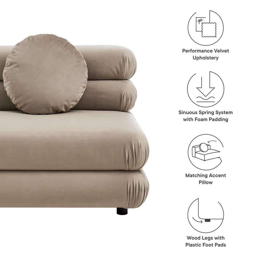 Beckett Modular Performance Velvet Armless Chair in Taupe