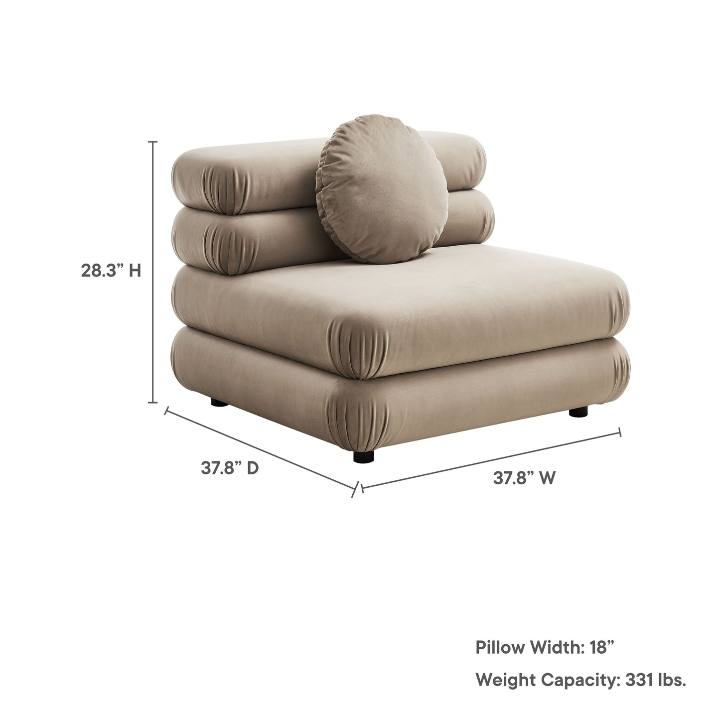 Jubilee Modular Performance Velvet Armless Chair by Furniture For America