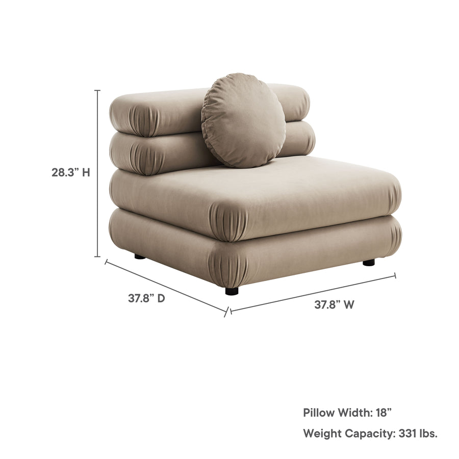 Beckett Modular Performance Velvet Armless Chair in Taupe