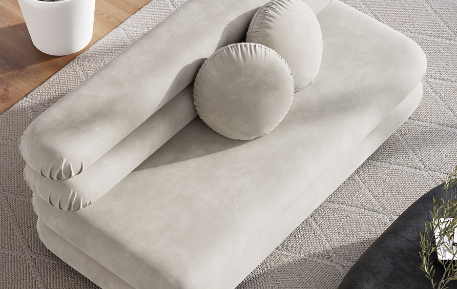 Beckett Modular Performance Velvet Armless Loveseat in Almond