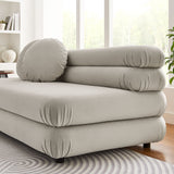 Beckett Modular Performance Velvet Armless Loveseat in Almond