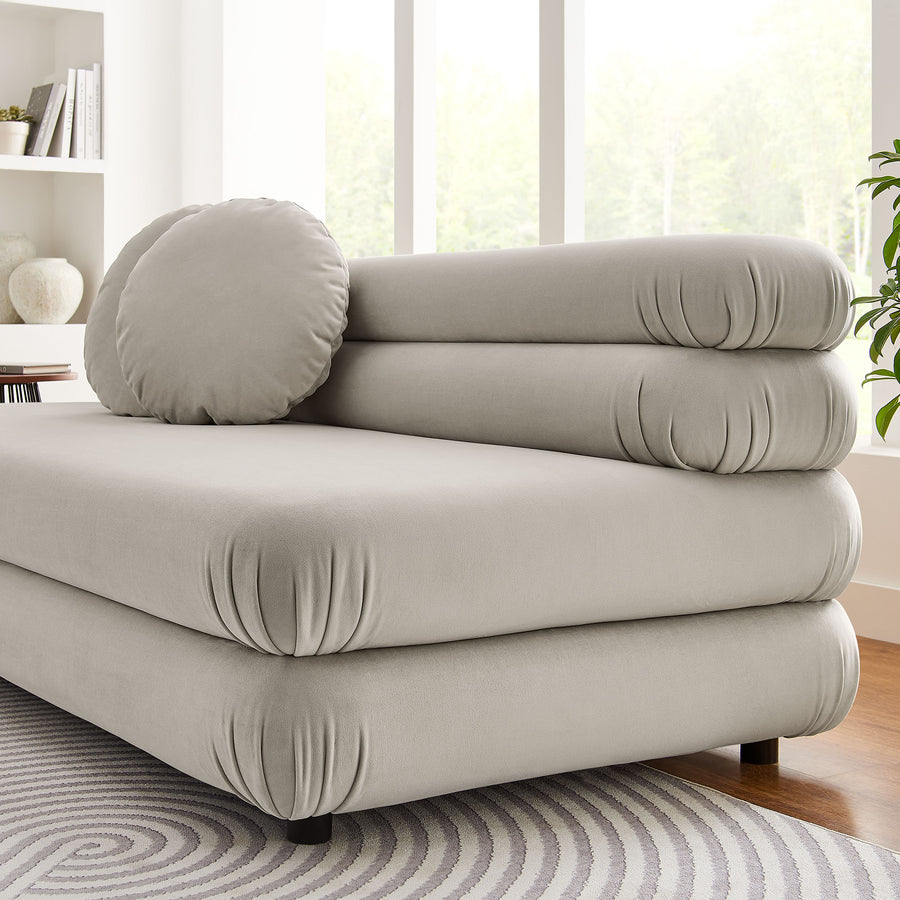 Beckett Modular Performance Velvet Armless Loveseat in Almond