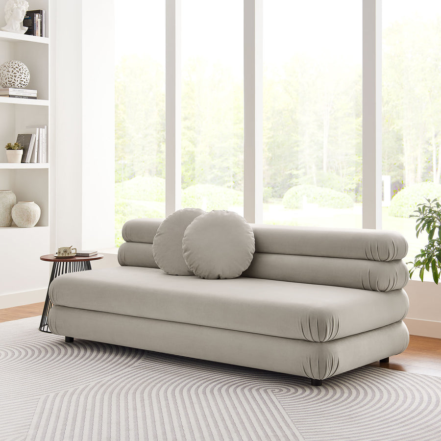 Beckett Modular Performance Velvet Armless Loveseat in Almond