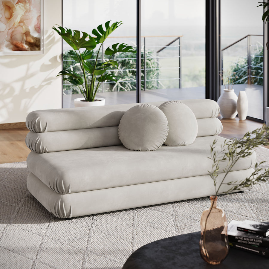 Beckett Modular Performance Velvet Armless Loveseat in Almond